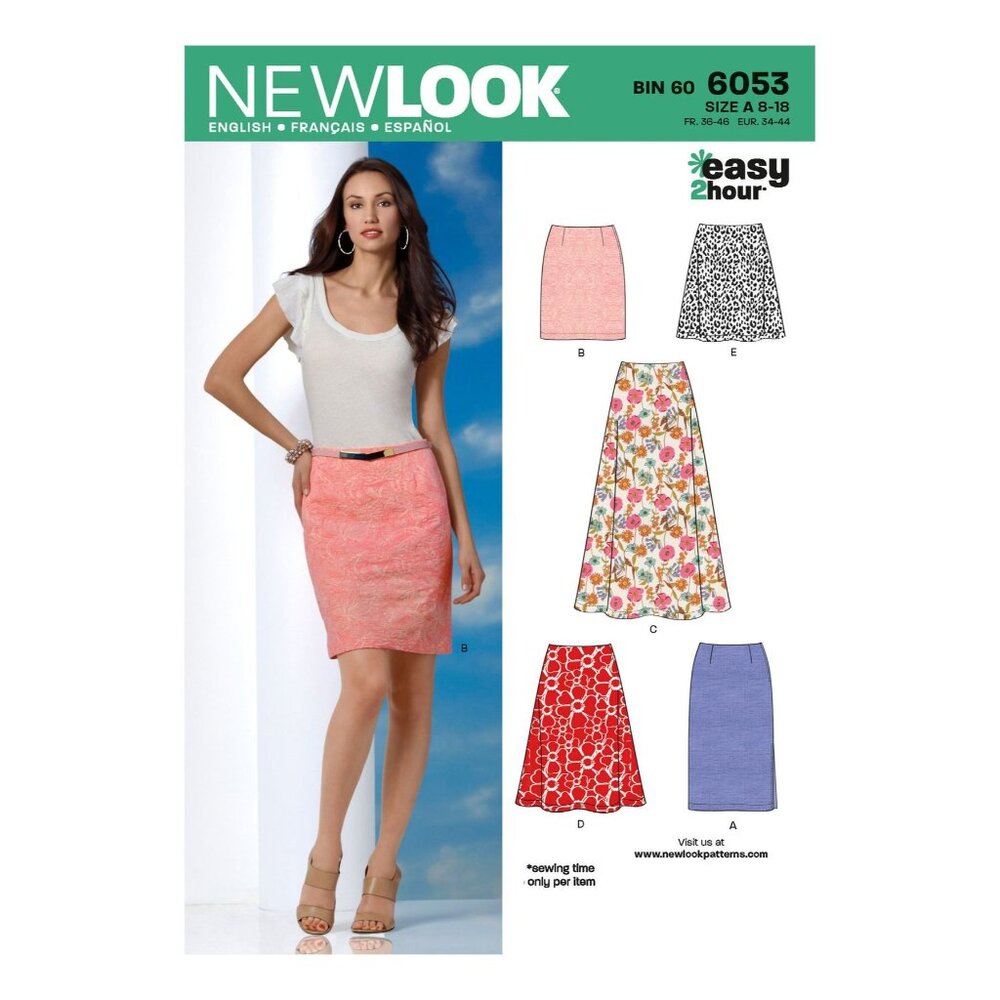 New Look Sewing Pattern‎ 6053 Skirt Easy to Sew Misses Size 8-18